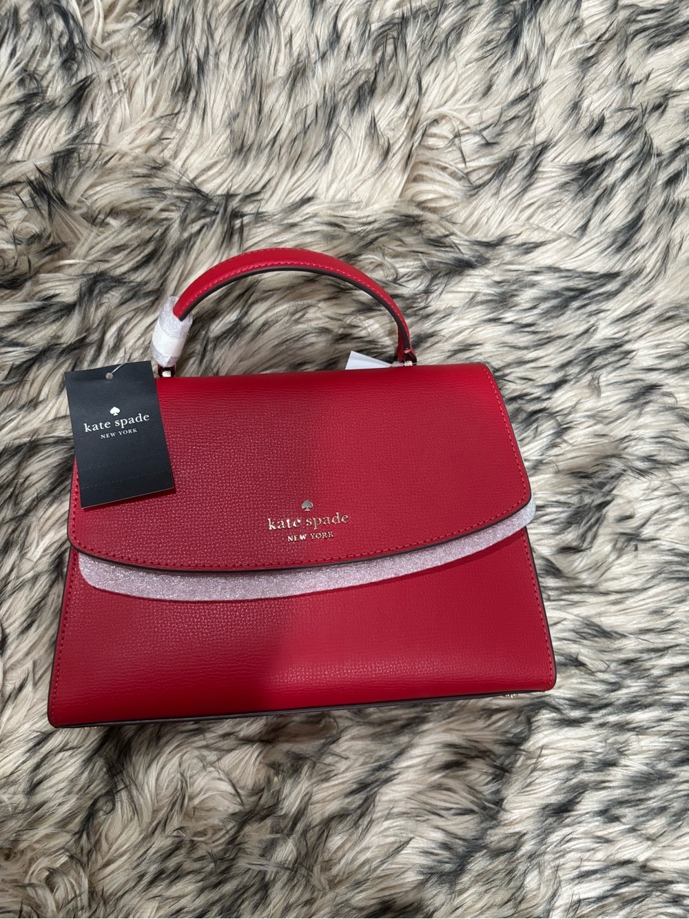 kate spade Red Leather Top-Handle Satchel with Gold Logo
